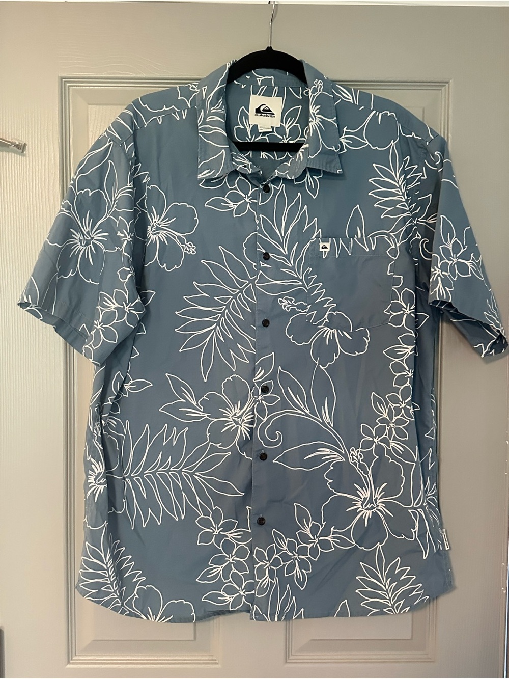 Quiksilver Blue Short-Sleeve Floral Camp Shirt